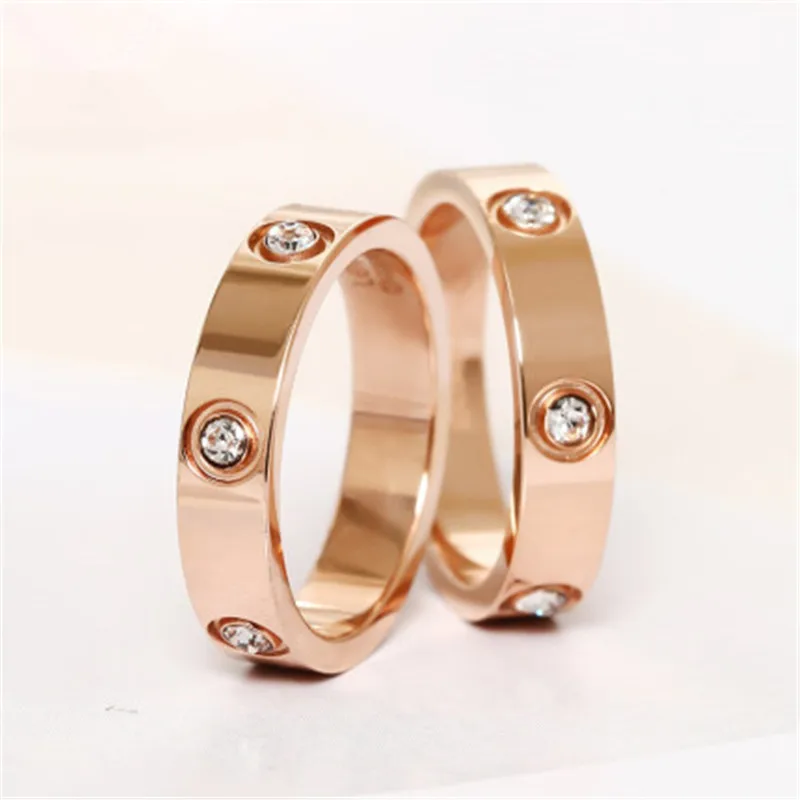 Top Trends: Trendy Stainless Steel Rose Gold Color Love Ring For Women Men Couple CZ Crystal Rings Luxury Brand Jewelry Wedding Gift KK050 Shoppable Styles