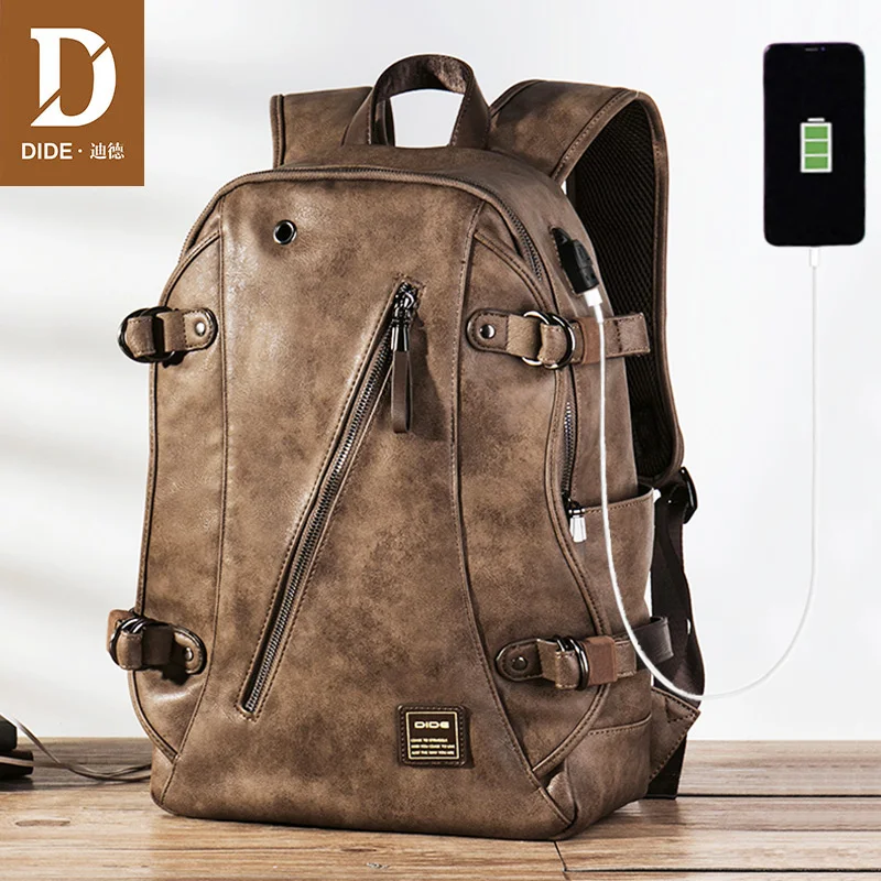 Top Trends: USB Charging Anti Theft Leather School Backpack Bag For Teenager Fashion Male Waterproof Travel Laptop Backpack Men Shoppable Styles