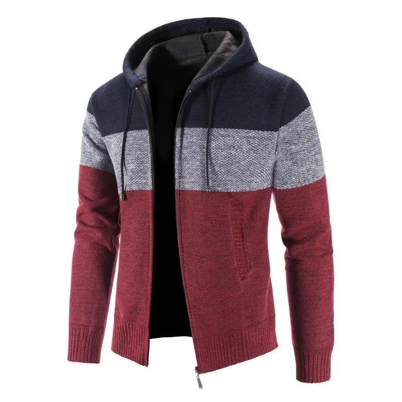 Top Trends: 2022 Autumn Winter Men Hooded Striped Sweatercoats Men's Sweaters Thick Plus Velvet Cardigan Male Fleece Knitted Sweater M-4XL Shoppable Styles