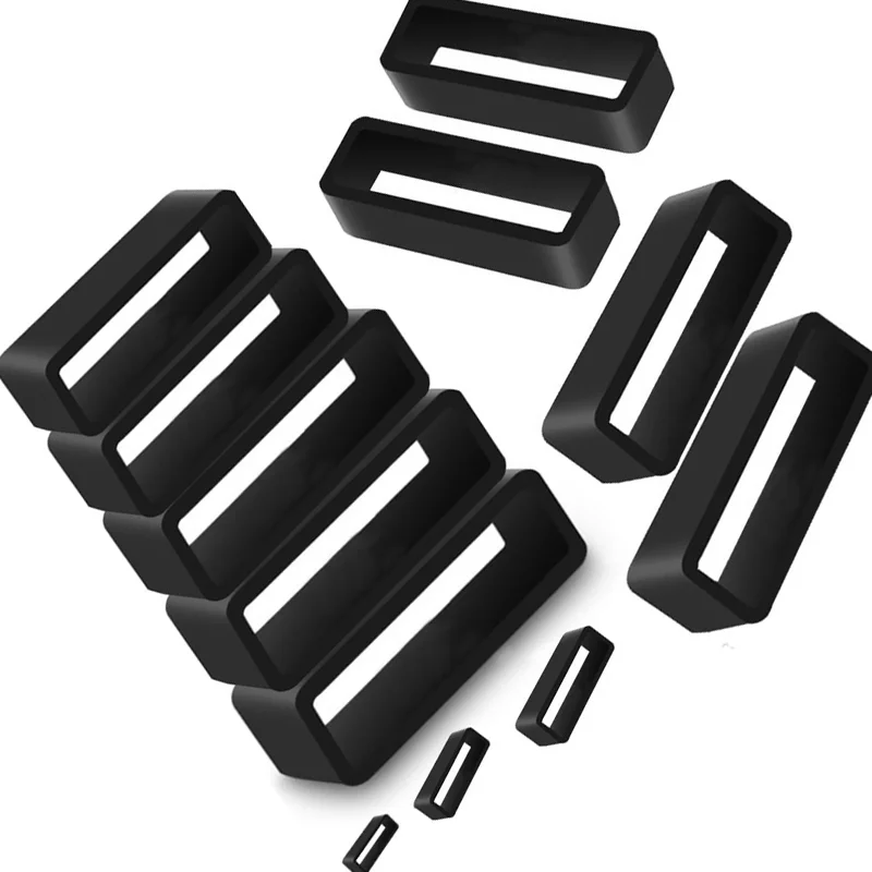 Top Trends: 2Pcs 5Pcs Black Watchbands 12 14 16 18 20 22 24 26 28mm Strap Loop Ring Silicone Rubber Watch Bands Accessories Holder Locker Shoppable Styles