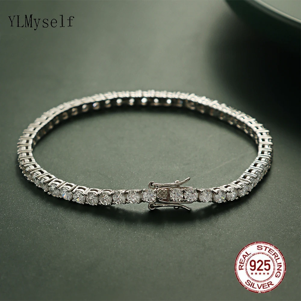 Top Trends: Pure Silver Of 16-20.5CM Tennis Bracelet Jewelry 2-4mm 5A CZ Eternal Gift For Wife Stunning Real 925 Jewellery Shoppable Styles