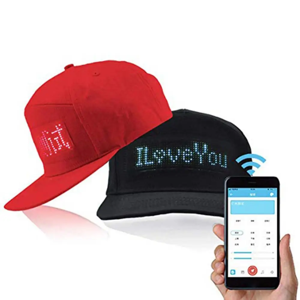 Top Trends: Hot Sales Luminous LED Display Multilanguage Wireless Bluetooth-compatible Led Baseball Cap Sun Hat Dropshipping Shoppable Styles