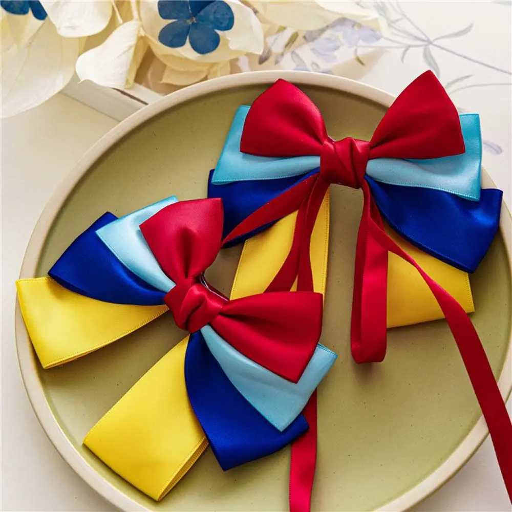 Top Trends: Gift Blue Yellow Red Bow Ribbon Snow White Princess Headwear Satin Ribbon Bow Hair Clips Barrette Korean Style Hairpins Shoppable Styles