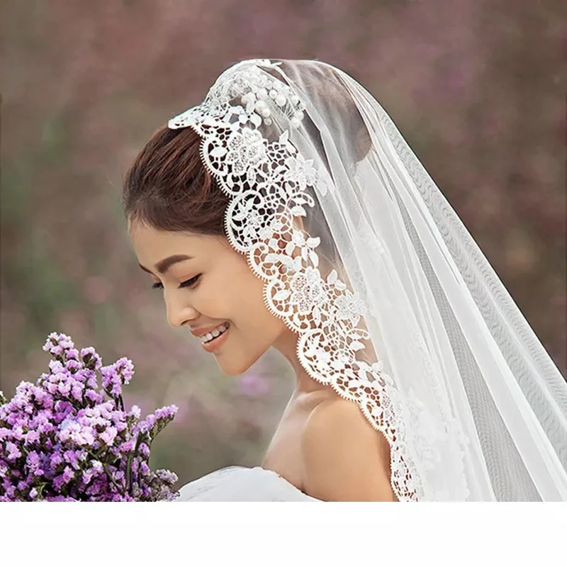 Top Trends: Ivory Bridal Veils Lace Applique Edge Wedding Veils Bridal Accessories Chapel With Comb Shoppable Styles