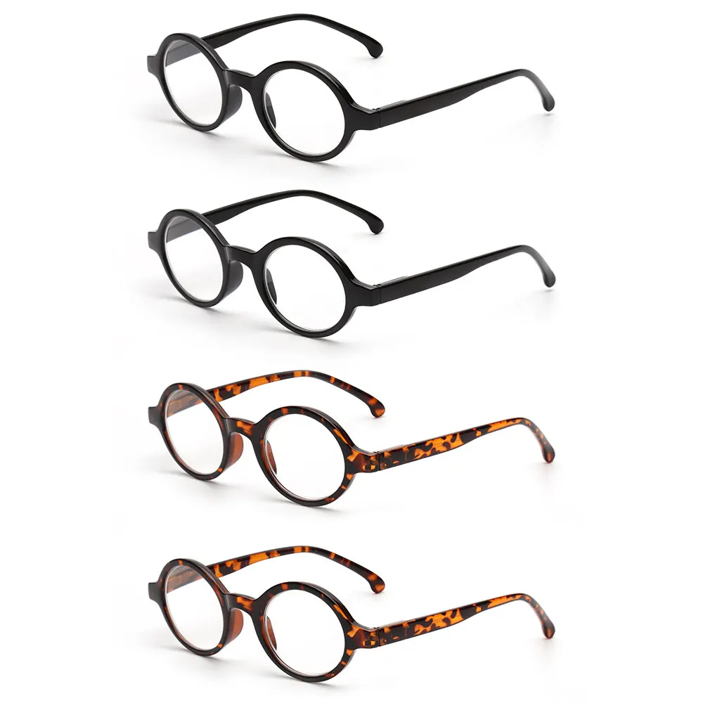 Top Trends: JM 4pcs / set Spring Hinge Round Reading Glasses Men Women Magnifier Diopter Presbyopic Glasses Reading Shoppable Styles