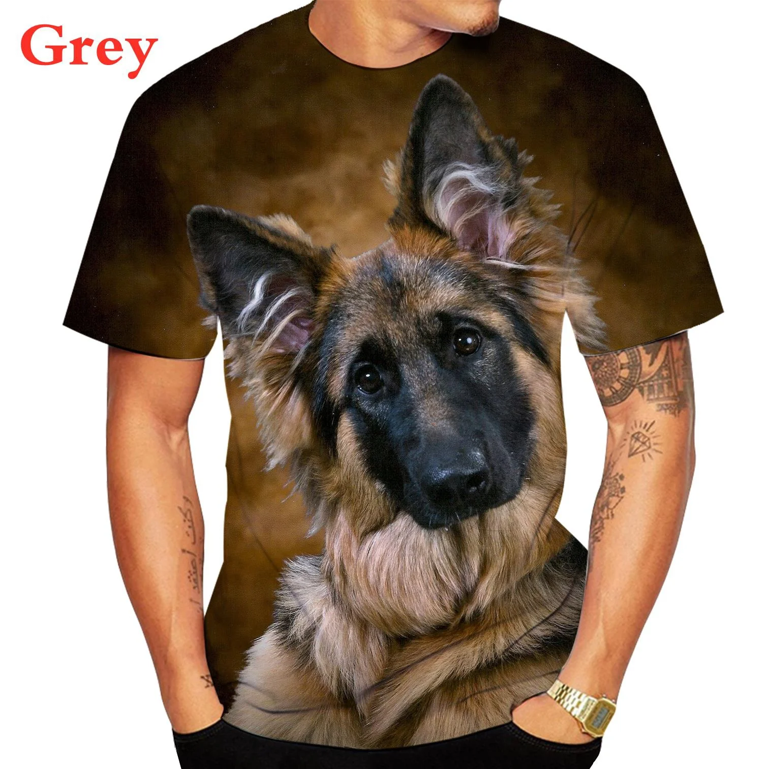 Top Trends: Summer Cute 3D Dog German Shepherd Pattern T Shirts Men Fitness Sport Short Sleeve Tops Animal Tee Shoppable Styles - Image 2