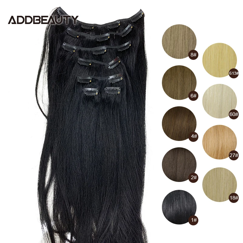 Top Trends: Straight 70g 100g 120g 7pcs Clips In Full Head Hair Extension High Quality Brazilian Human Remy Hair Natural Ombre Blond Color Shoppable Styles