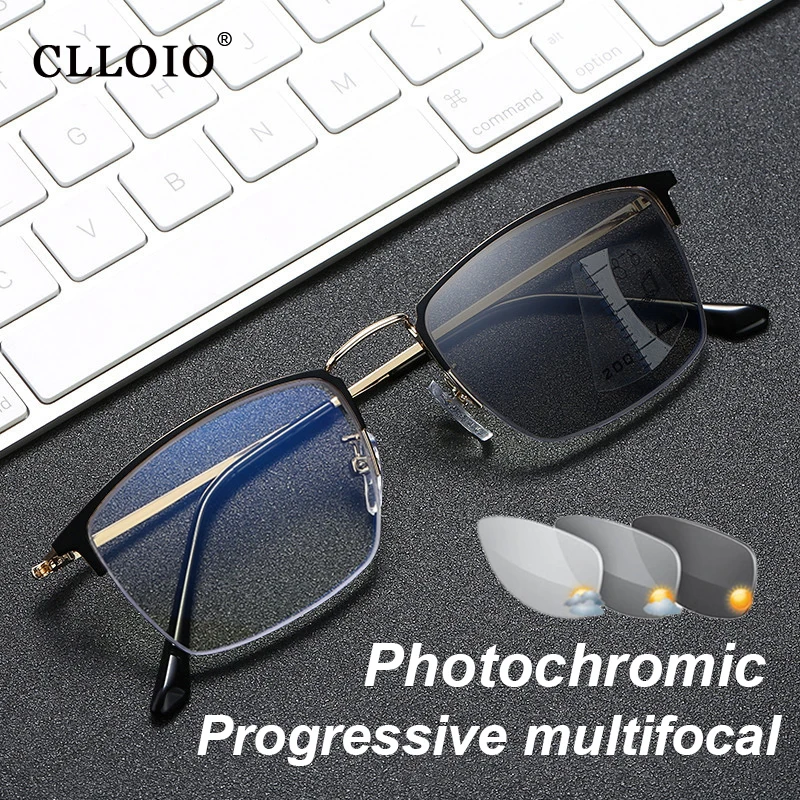 Top Trends: CLLOIO Titanium Alloy Photochromic Reading Glasses Men Progressive Multifocal Glasses Women Anti Blue Light Hyperopia Glasses Shoppable Styles