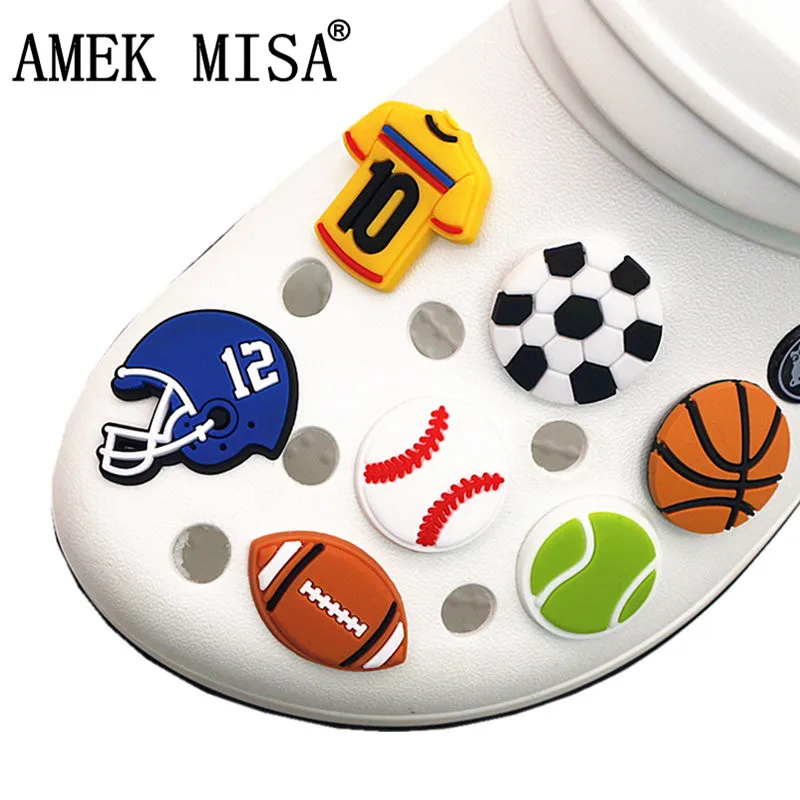 Top Trends: 1pc PVC Sports Style Shoe Decoration Basketball / Soccer / Tennis / Baseball / Football Model Shoe Charms Accessories For Kids Gifts Shoppable Styles