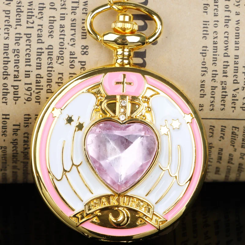 Top Trends: Exquisite Lovely Sakura Animation Cosplay Pocket Watch FOB Chain Necklace Pendant Boy Girl Pocket Watches Gifts CF1277 Shoppable Styles