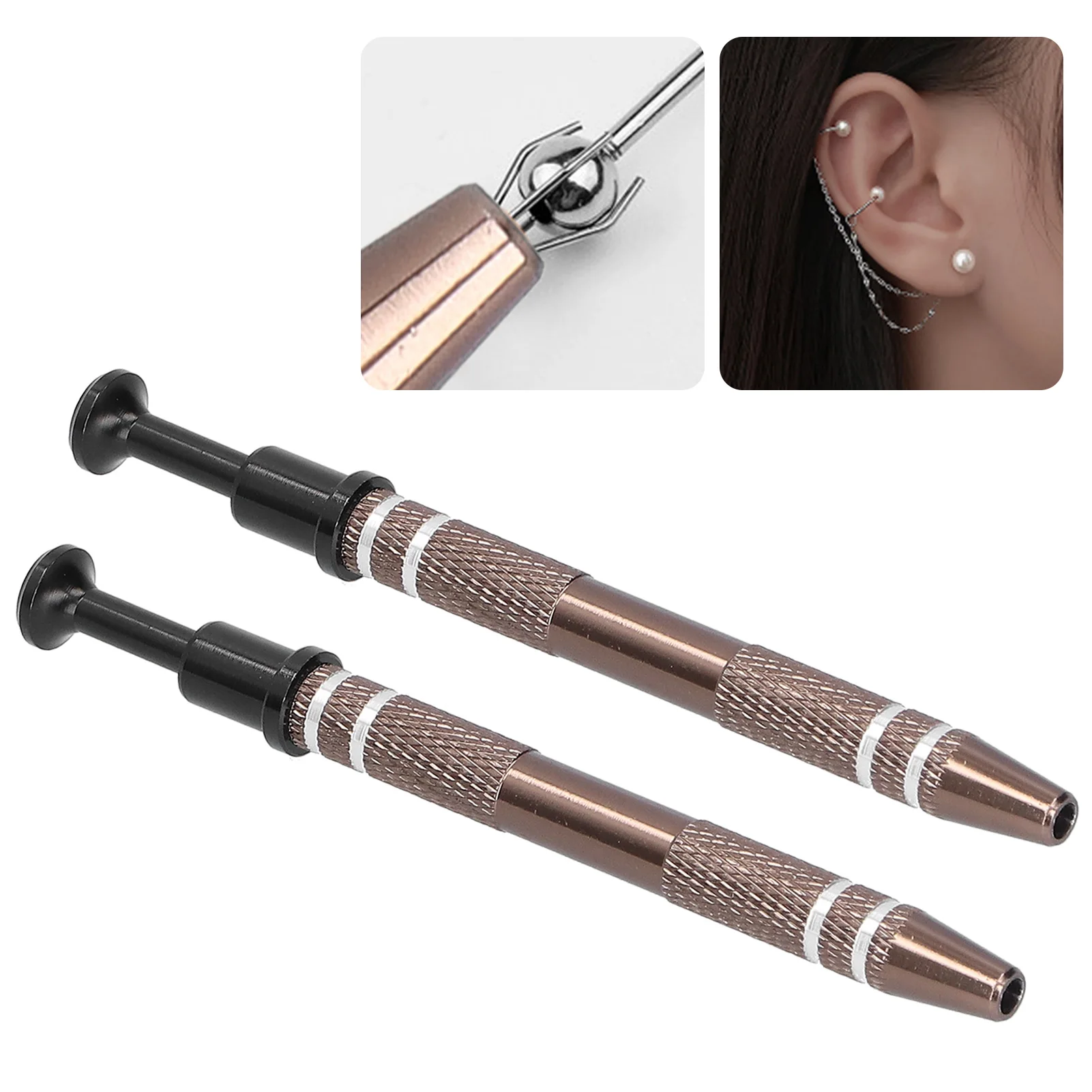 Top Trends: 2Pcs Easy To Use Knurled Handle Portable Body Piercing Accessories Alloy 4 Prongs Bead Holder Jewelry Bead Grasping Pick Up Tool Shoppable Styles