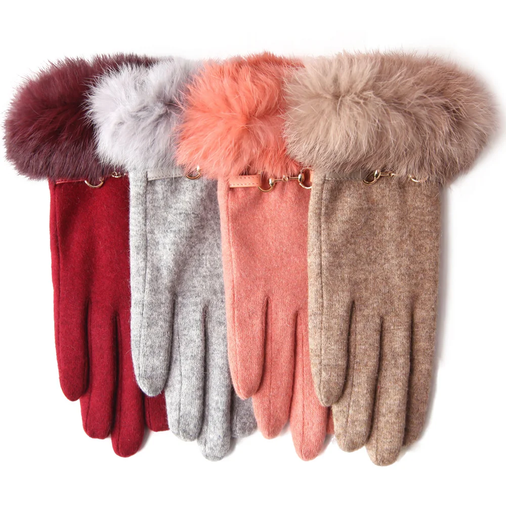 Top Trends: Winter Women Wool Gloves Touchscreen Plus Velvet Thicken Thermal Five Fingers Female Driving Gloves YL022NC1 Shoppable Styles