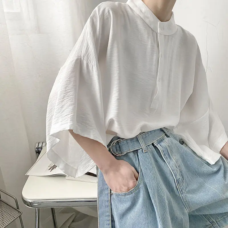 Top Trends: Summer Oversize Shirt Men&#039;s Fashion Black White Casual Shirt Men Streetwear Korean Loose Short Sleeve Shirts Mens Pullover Shirt Shoppable Styles