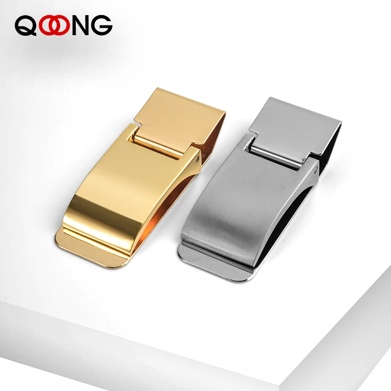 Top Trends: QOONG Custom Lettering Stainless Steel Two Colors Money Clip Holder Slim Pocket Cash ID Credit Card Metal Clips Wallet 40-010 Shoppable Styles