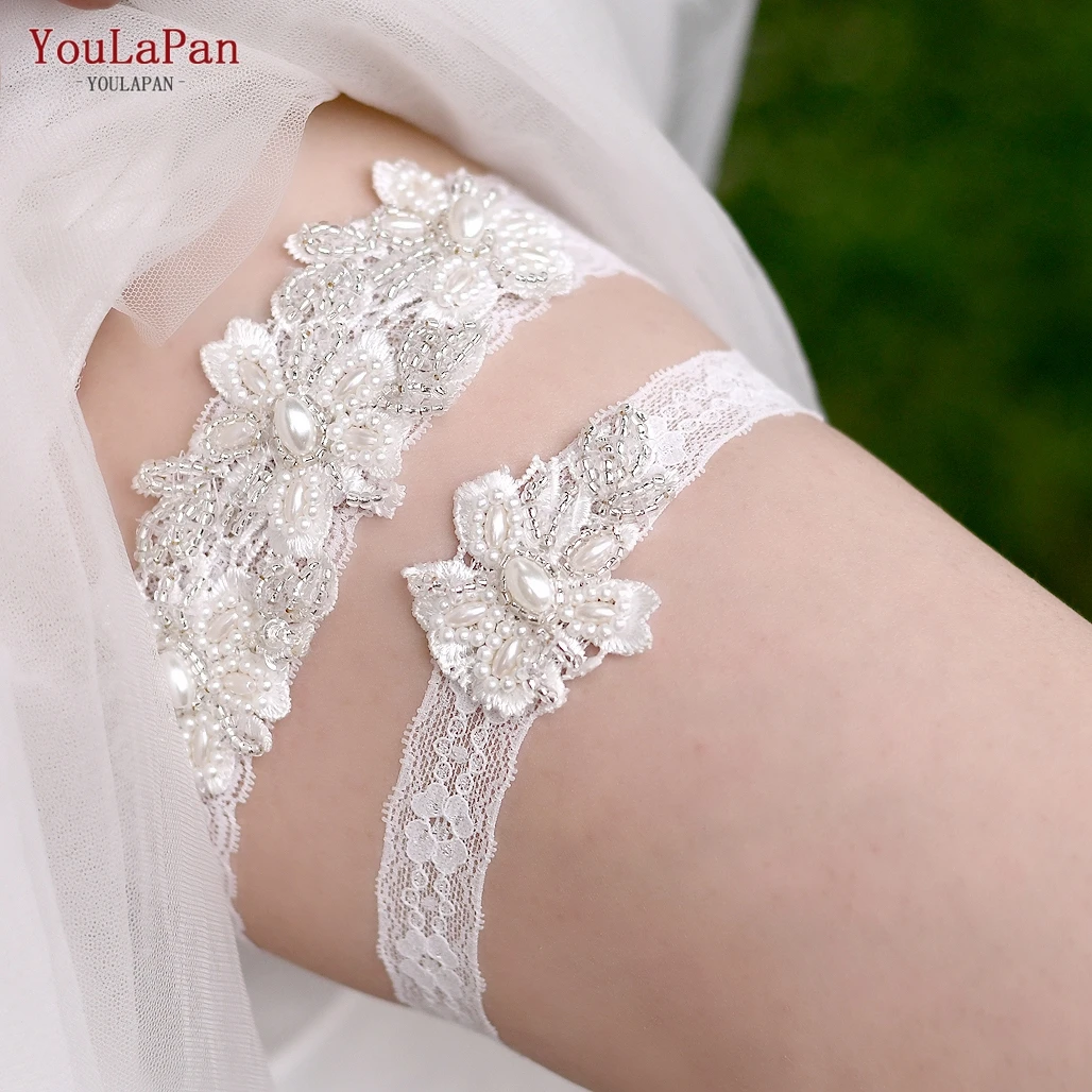 Top Trends: YouLaPan Bridal Garter White Embroidery Floral Leg Loops Sexy Garter Leg Straps Female Wedding Lace Leg Loops For Thigh TH40 41 Shoppable Styles