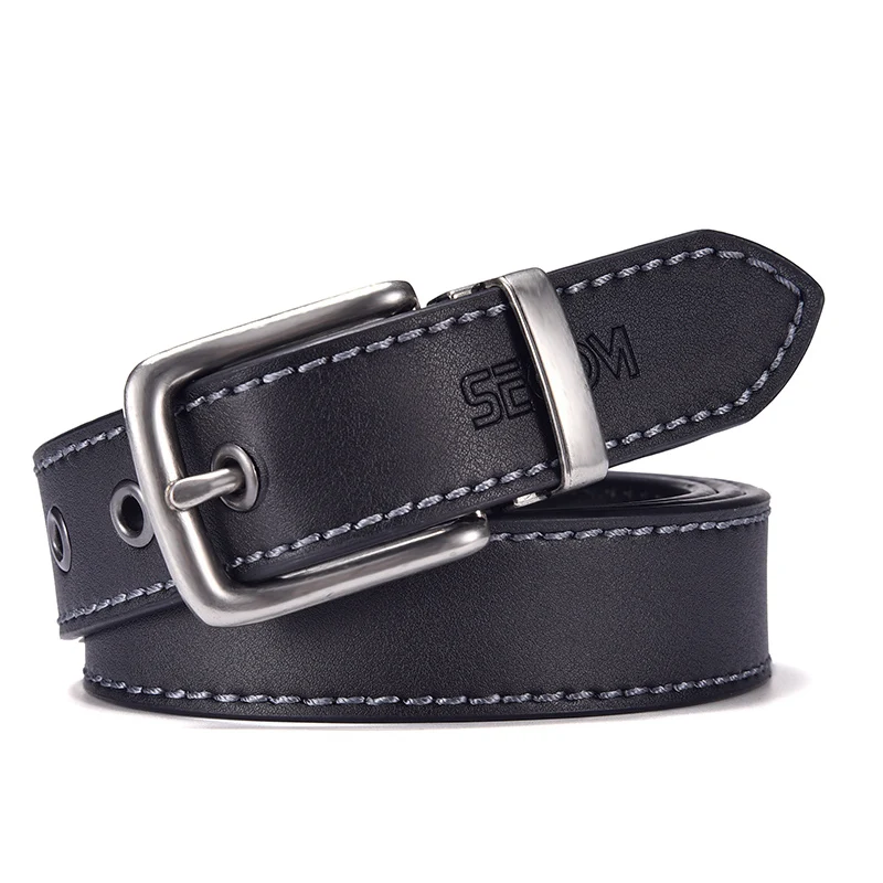 Top Trends: Fashion Black Belt For Men Cowskin Genuine Leather Belt 3.0 Cm Ancient Silver Buckle High Quality Male Black Strap For Jeans Shoppable Styles