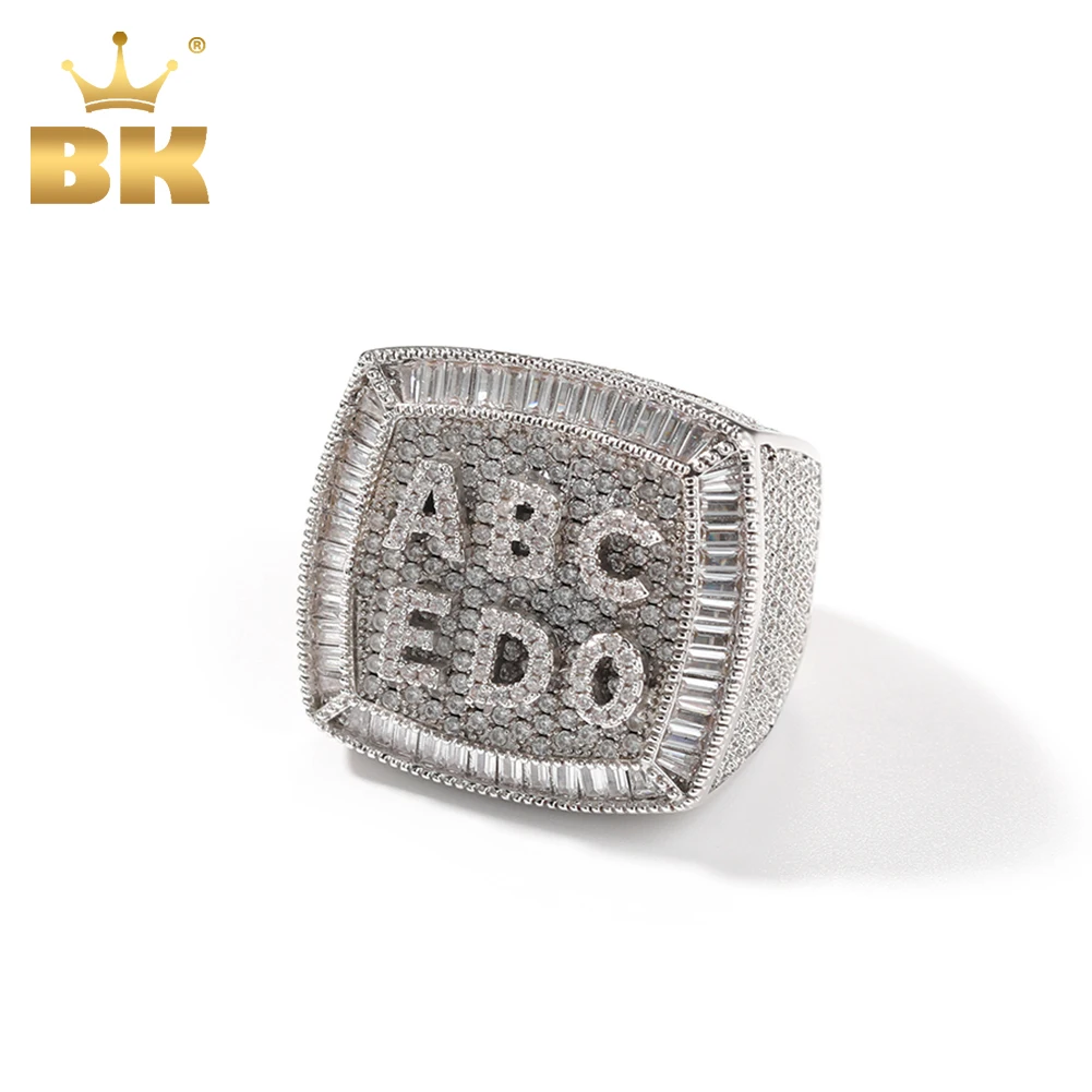 Top Trends: THE BLING KING Custom 1-9 Letters Ring Full Iced Out Cubic Zirconia Personalized Name Party Rings Men And Women Hiphop Jewelry Shoppable Styles