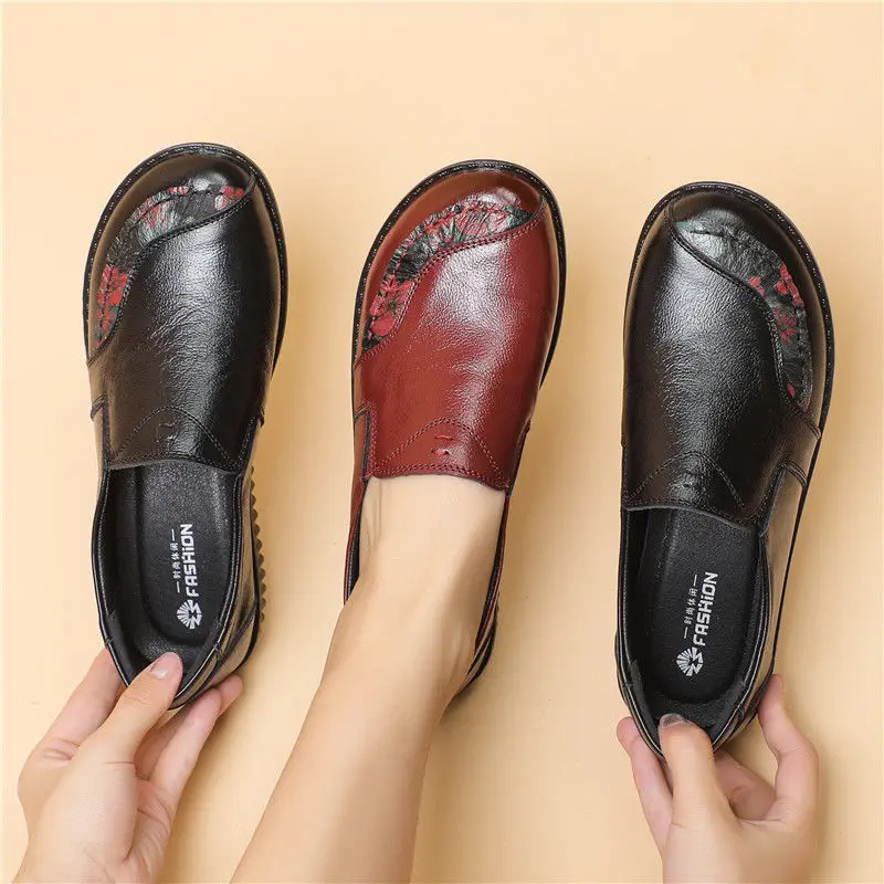 Top Trends: Genuine Leather Ballet Flats Shoes Women Vintage Luxury High Quality Loafers Women&#039;s Moccasins Casual Elegant Ladies Wide Shoes Shoppable Styles