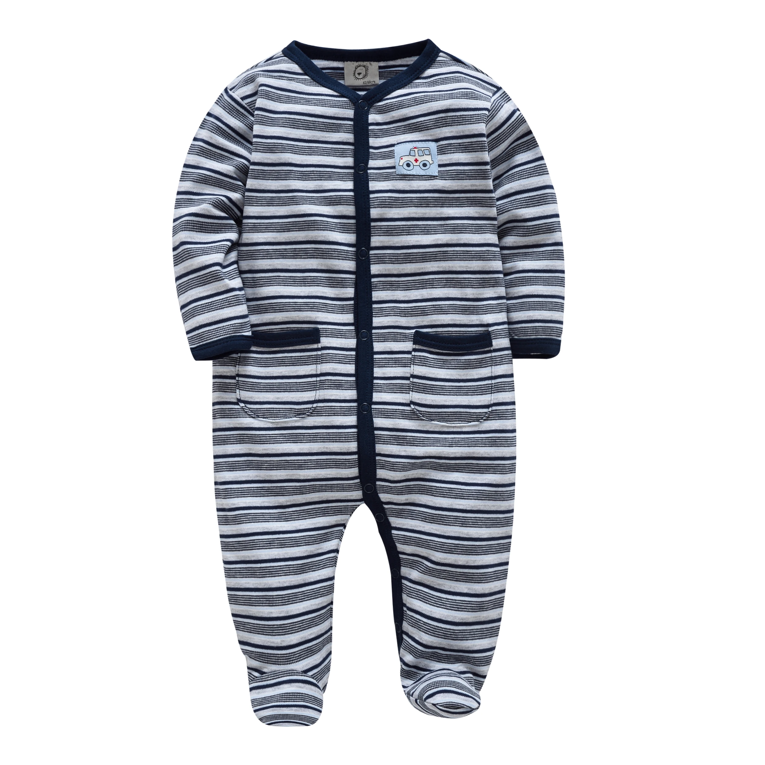 Top Trends: Honeyzone Newborn Baby Boy Clothes Rompers Stripe Full Sleeve Ambulance Onesie Jongen Infant Combination Jumpsuit Pyjamas Bebes Shoppable Styles