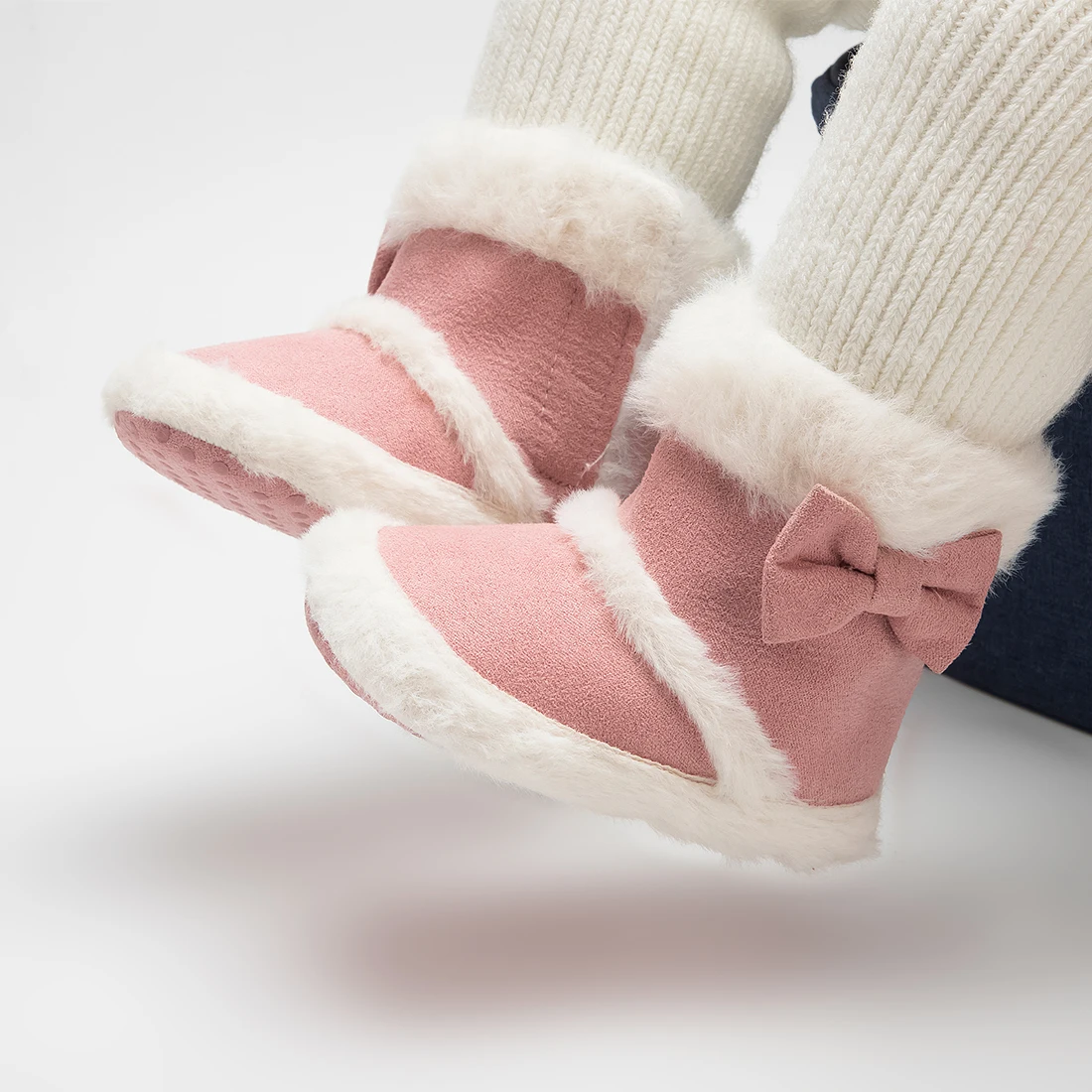 Top Trends: Baby Shoes Newborn Warm Winter Booties Christmas Socks Cute Bow Fleece Snow Boot Soft Toddler Boys Girls Anti-slip Crib Shoes Shoppable Styles - Image 2