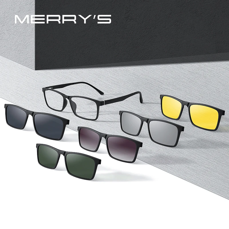 Top Trends: MERRYS DESIGN 5 In 1 Magnet Polarized Clip Glasses Frame Men Women TR90 Glasses Frame Square Eyeglasses S2149 Shoppable Styles