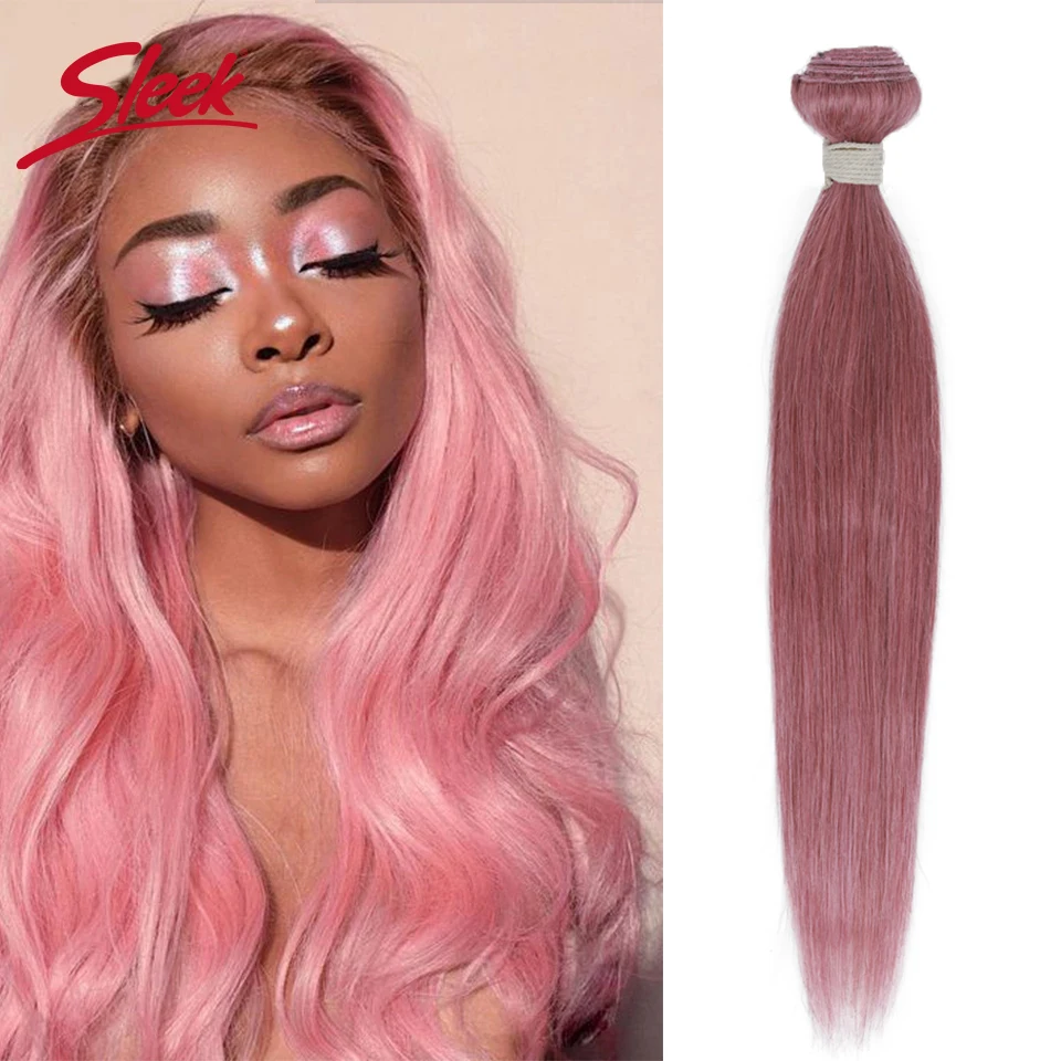 Top Trends: Brazilian Straight Pink Color Human Hair Bundles Sleek Natural Remy Silky Straight Human Hair For Black Bundles Deal Extension Shoppable Styles