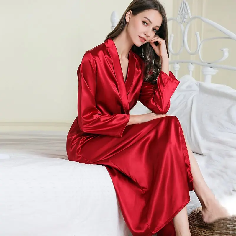 Top Trends: Bathrobe Women Extra Long Sleepwear Robes Silky Robe Charming Night Robe Lengthened Casual Sleepwear Robes Homewear Kimono Robe Shoppable Styles