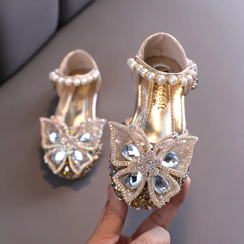 Top Trends: Fashion Girls Sequin Lace Bow Kids Shoes Girls Cute Pearl Princess Dance Single Casual Shoe New Children&#039;s Party Wedding Shoes Shoppable Styles