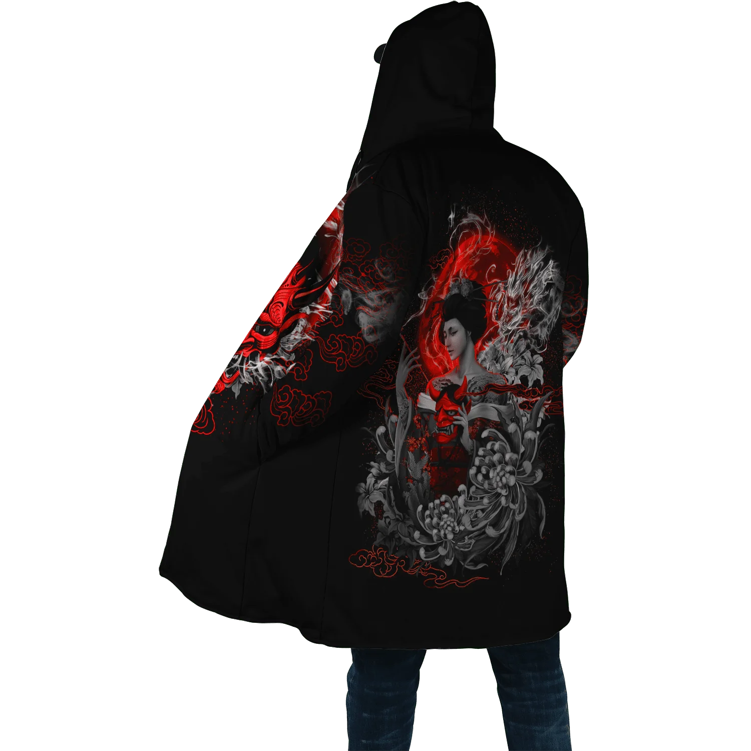 Top Trends: 2021 Winter Mens Hooded Cloak Samurai Oni Mask Tattoo 3D Printing Fleece Wind Breaker Unisex Casual Thick Warm Hood Cloak PF18 Shoppable Styles - Image 6