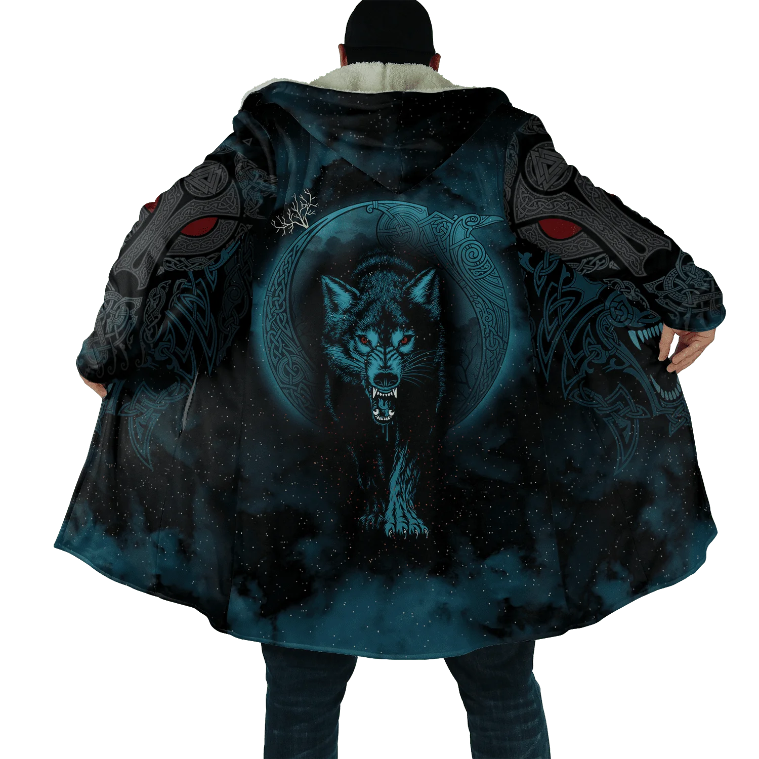 Top Trends: Winter Fashion Mens Hooded Cloak Lion Tattoo Wolf 3D Printing Thick Fleece Wind Breaker Unisex Casual Warm Hood Cloak DP04 Shoppable Styles