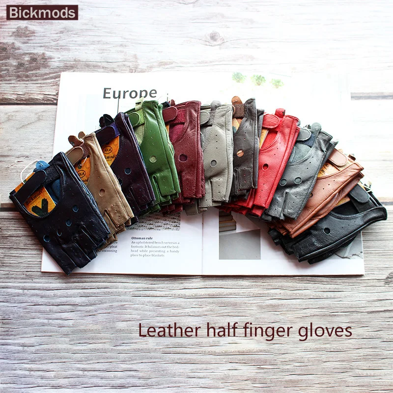 Top Trends: Leather Half-Finger Gloves Female Fitness Fashion Driver Driving Single-Layer Unlined Hollow Short Motorcycle Riding Gloves Shoppable Styles