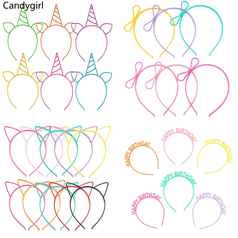 Top Trends: Candygirl Cute Plastic Colour Headbands Lovely Cat Ears Princess Hair Bands For Kids Hair Hoop Birthday Party Hair Accessories Shoppable Styles