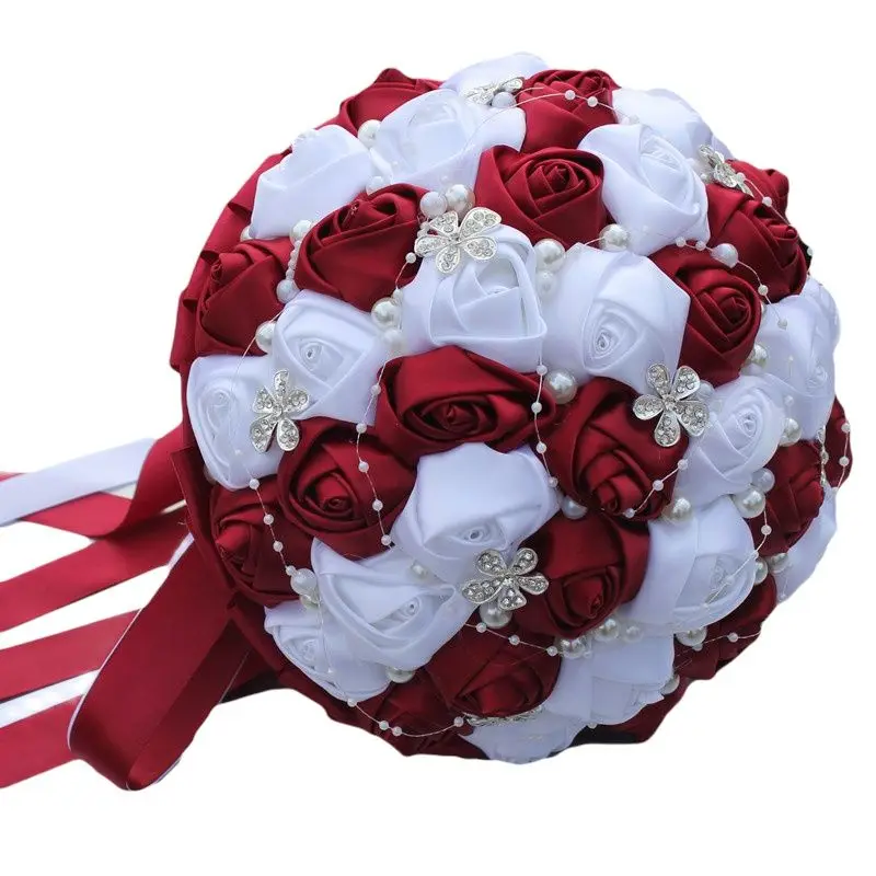 Top Trends: WifeLai-A Ramos De Novia Burgundy Red White Crystal Bridal Bouquet Custom Artificial Flower Bridesmaid Wedding Bouquet W224A-2 Shoppable Styles - Image 5