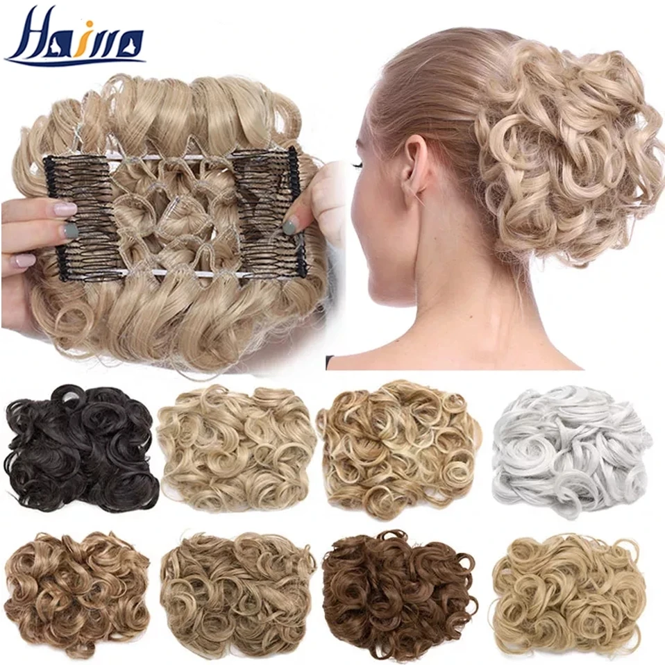 Top Trends: HAIRRO Large Comb Clips In Curly Hair Extension Synthetic Hair Pieces Chignon Women Updo Cover Hairpiece Extension Hair Bun Shoppable Styles