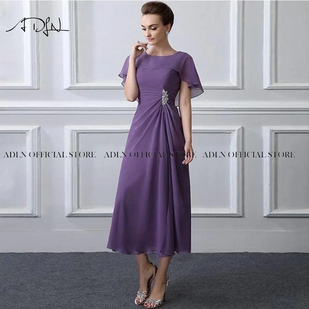 Top Trends: ADLN Jewel Lavender Mother Of Bride Dress Tea-length Chiffon Party Gown For Mom Vestido De Madrinha Plus Size Wedding Guest Shoppable Styles