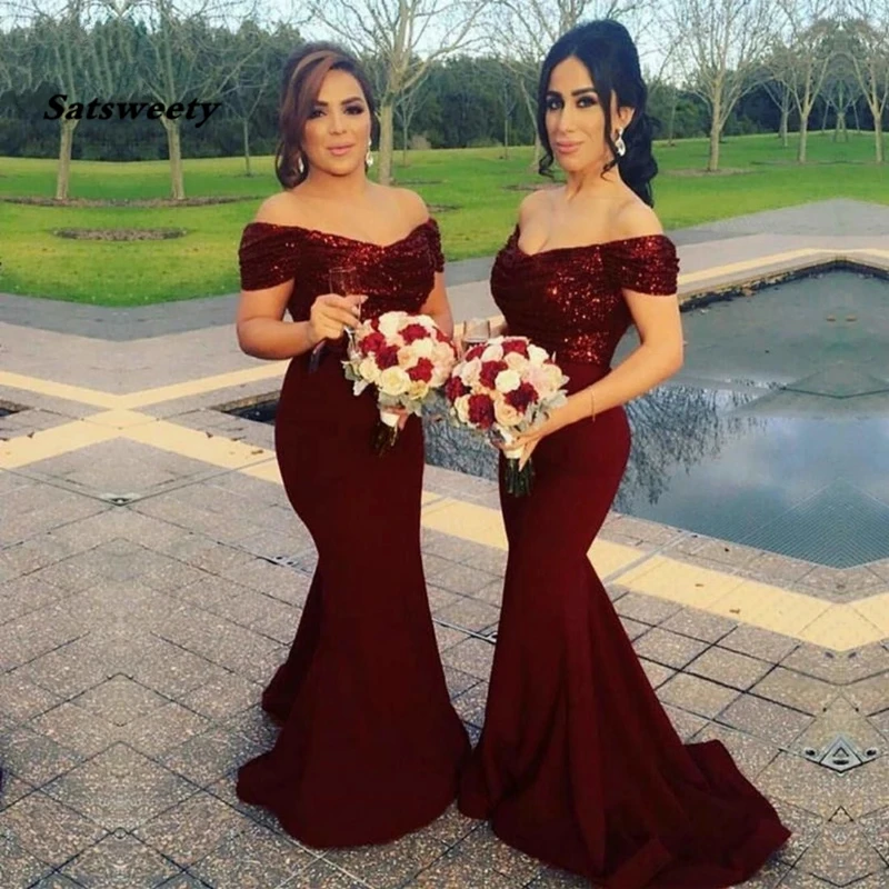 Top Trends: Women&#039;s Sequin Mermaid Bridesmaid Dresses Off Shoulder Wedding Guest Elegant Dress Women For Party Gowns Robe De Soiree Mariee Shoppable Styles