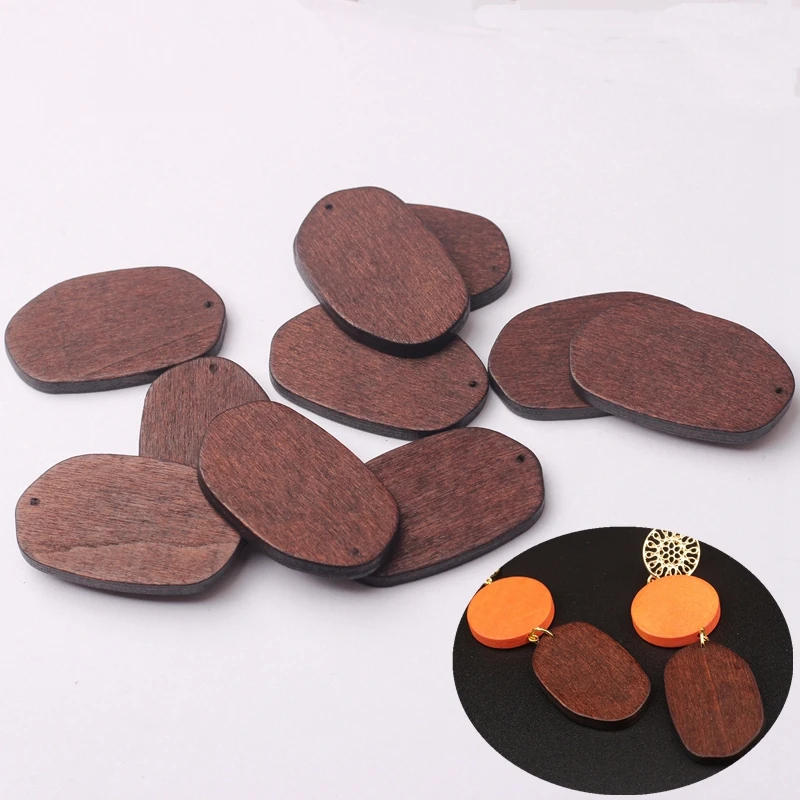 Top Trends: Natural Wooden Geometric Oval Shape Charms Pendant 24*39MM 6pcs / lot For DIY Fashion Earrings Making Accessories Shoppable Styles