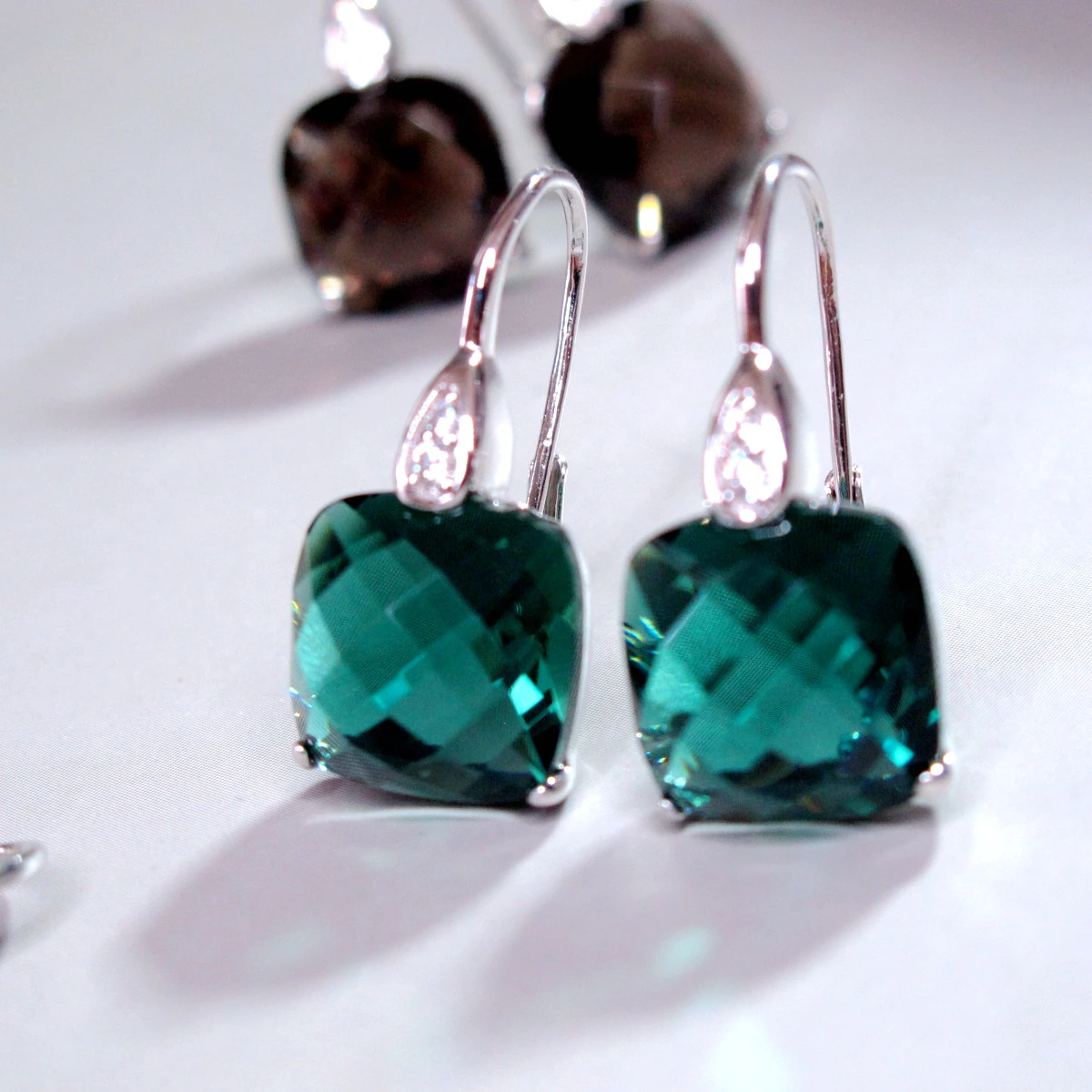 Top Trends: KQDANCE S925 Sterling Silver 12mm Lab Smoky Quartz Paraiba Tourmaline Morganite Emerald Gemstone Crystal Drop Earrings For Women Shoppable Styles - Image 4