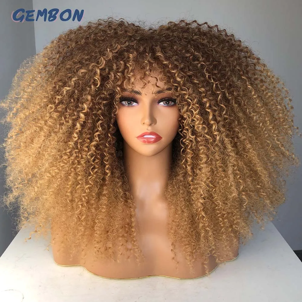 Top Trends: GEMBON Hair Brown Copper Ginger Short Curly Synthetic Wigs For Women Natural Wigs With Bangs Heat Resistant Cosplay Hair Ombre Shoppable Styles