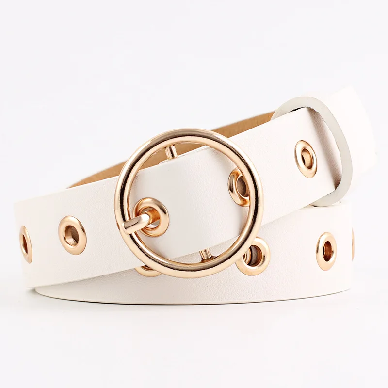 Top Trends: Women Round Buckle Hole Fashion Versatile Belt Solid Black Casual Belts 2022 New Simple Versatile Elegant White Women Belt Shoppable Styles - Image 3