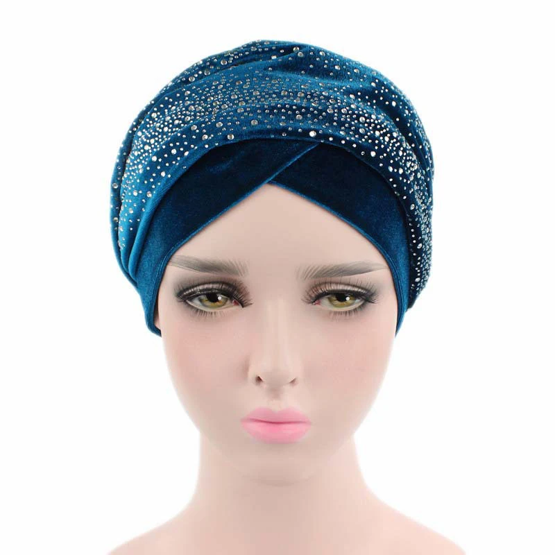 Top Trends: Rhinestone Velvet Muslim Scarf Hijab Ready To Wear Turban Caps African Hat Women&#039;s Head Wraps Female Headscarf Bonnet Shoppable Styles