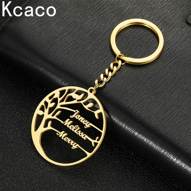 Top Trends: Kcaco Tree Of Life Keychain Personalized Custom Family Name Key Ring Stainless Steel Key Chain Jewelry Couple Christmas Gifts Shoppable Styles