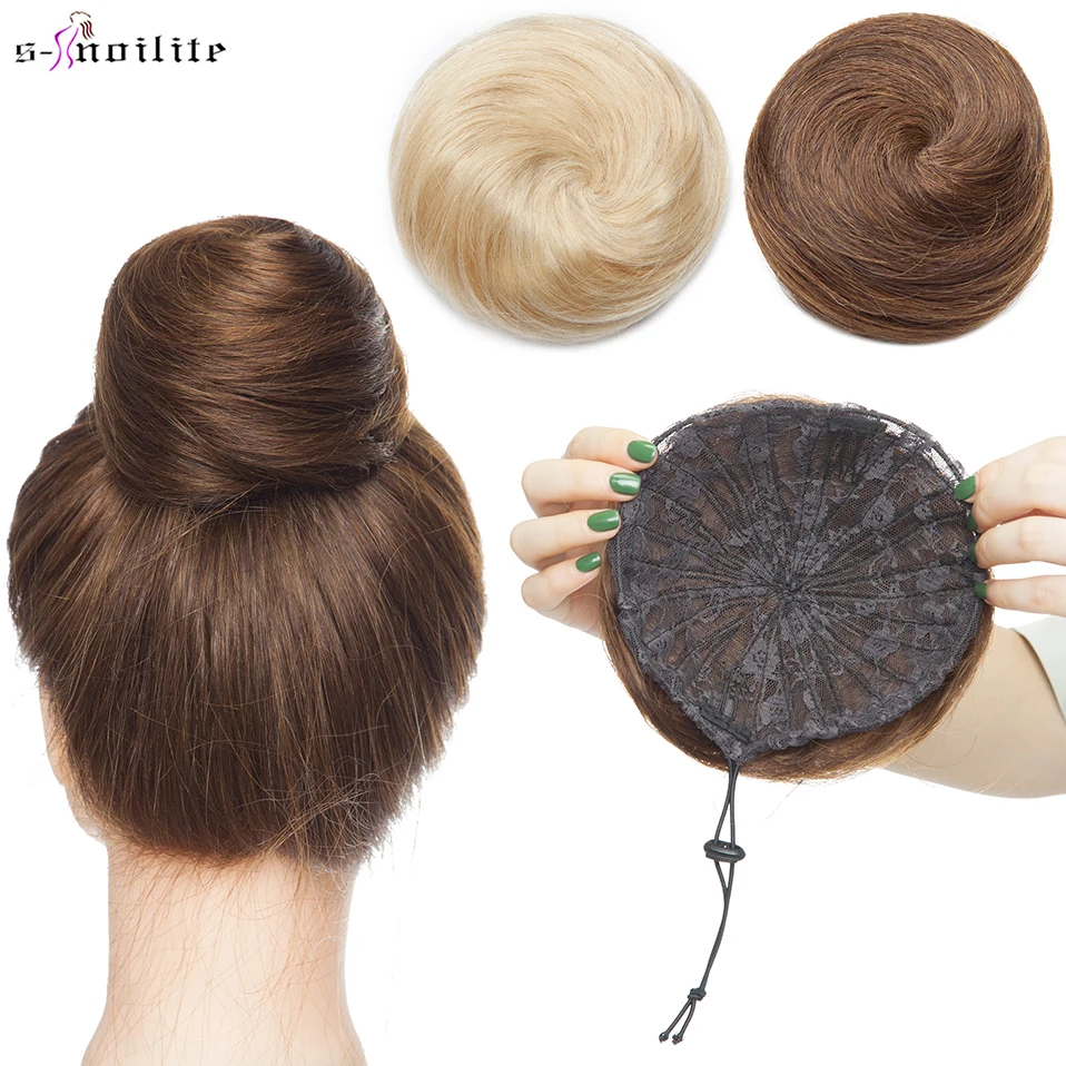 Top Trends: S-noilite 30g Hair Bun Donut Chignon Hairpiece Wrap On Elastic Scrunchie Black Brown Blonde Headwear Clip In Extension Hair Band Shoppable Styles