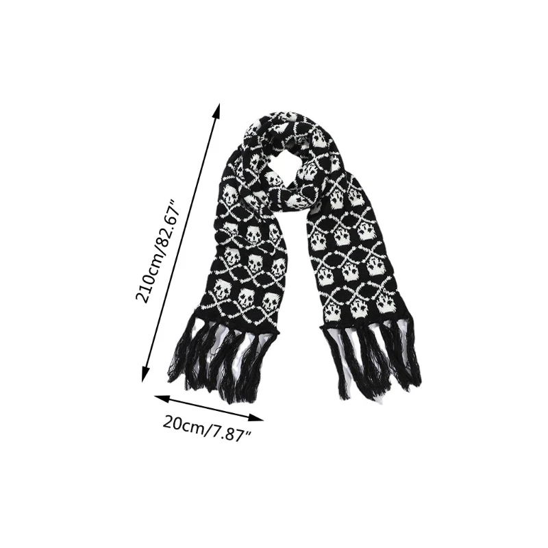 Top Trends: Scarf With Fringes For Men Black And White Skull Crossbones Knitted Scarf Imitation Wool Autumn Winter Stylish Skull Shoppable Styles - Image 6