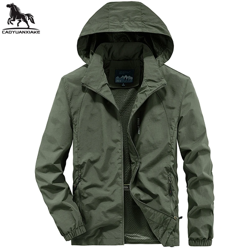 Top Trends: Jacket Men Spring Autumn New Mens Jacket Solid Color Hooded Windbreaker Jackets Men Coat Casual Military Men&#039;s Coats Size M-6XL Shoppable Styles