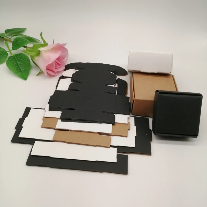 Top Trends: 100pcs Black / White / Kraft Paper Box For Packaging Earring Jewlery Box Gift Cardboard Box Diy Jewelry Display Storage Packing Box Shoppable Styles