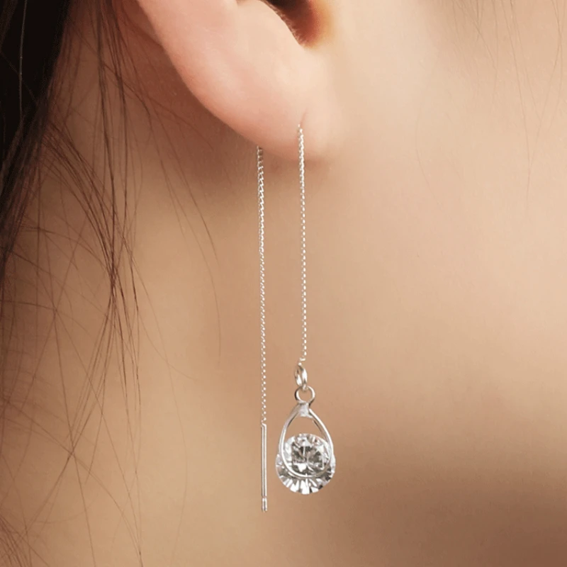 Top Trends: New Fashion Crystal Jewelry Long Drop Rhinestone Tassel Dangle Earrings Oorbellen Brincos Earrings For Women Wedding Earing Shoppable Styles