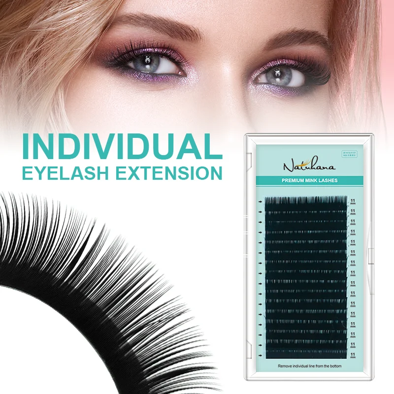 Top Trends: NATUHANA 16Lines Korean PBT Eyelash Extension Professional Individual BCD Curl Silk Eye Lashes Faux False Mink Eyelashes Makeup Shoppable Styles