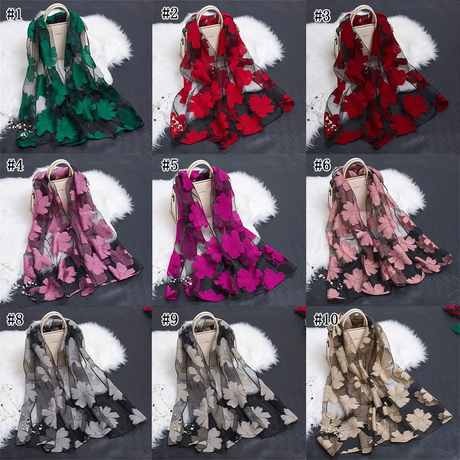 Top Trends: Hot Sale Printe Floral Scarf Women Summer Breeze Lightweight Sheer Wrap And Shawls Bandana Beach Organza Gauze Lace Hollow Scarf Shoppable Styles - Image 6