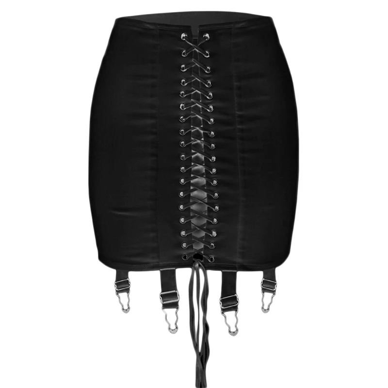 Top Trends: Women High Waist Cross Lace-Up Front Bodycon Mini Pencil Skirt With Garter Belt 649D Shoppable Styles